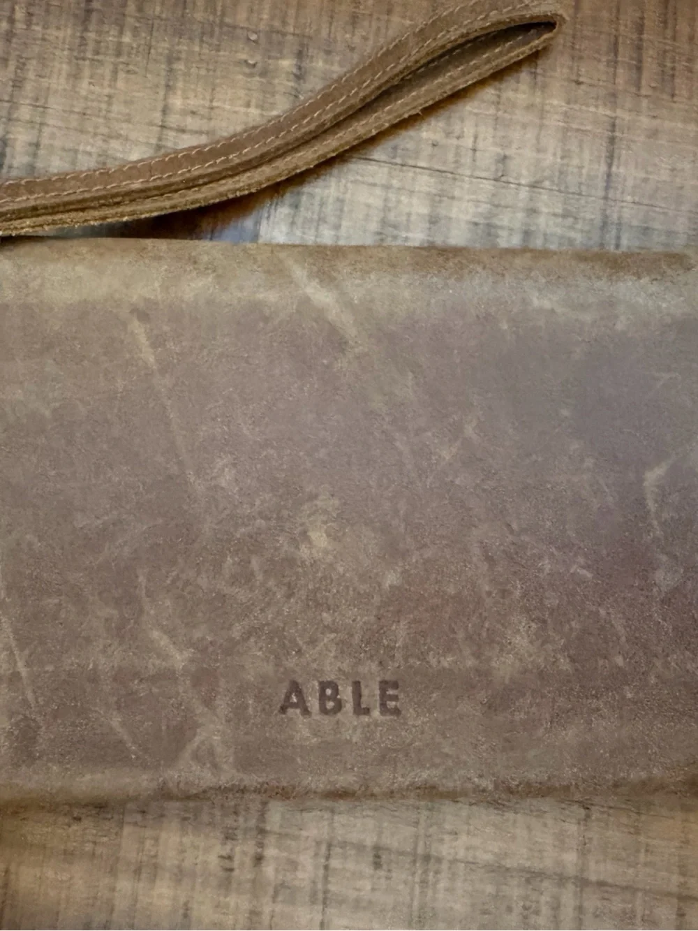 Able Brown Leather Wristlet Wallet - Picture 1 of 4